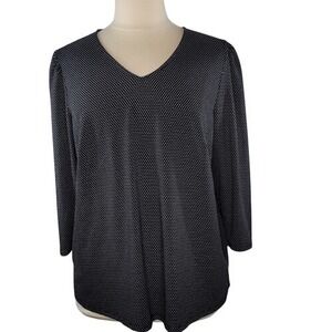 Adrianna Papell Black and‎ White Long Sleeve Top